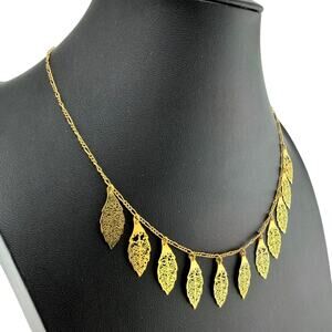 Vintage Lang 14K GF Leaf Charms Elegant Dainty Delicate Demi Fine 16" Necklace